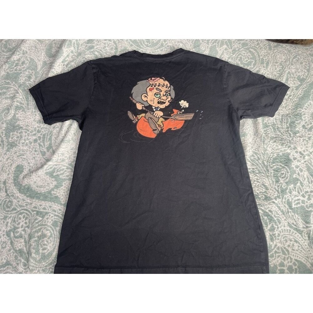 Tulones XXXL Black Graphic T Shirt Short Sleeve Cartoon Print Men's